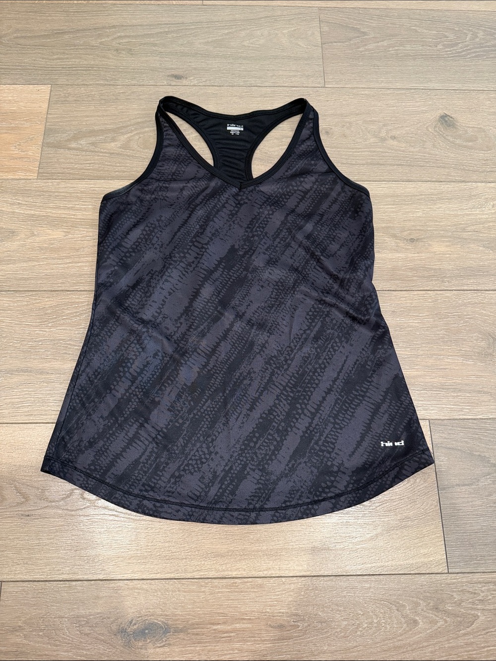 Hind Black Gray Patterned Racerback V Neck Active Tank Top Size Large